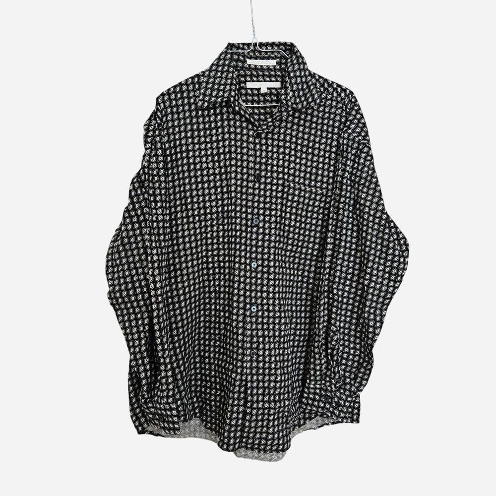 vintage cottagecore western black paisley button down shirt